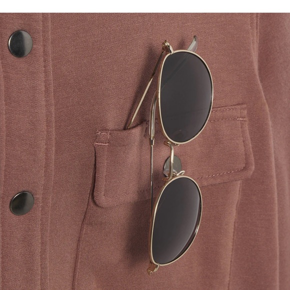 Feat Clothing hybrid overshirt snap closures 2 front pockets color chestnut S - Picture 3 of 9